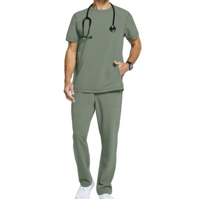 Dark green stain resistant men’s scrub (1)