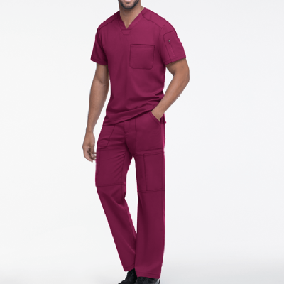Red casual style men’s scrub (3)