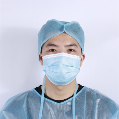 Blue disposable plastic surgical cap (5)